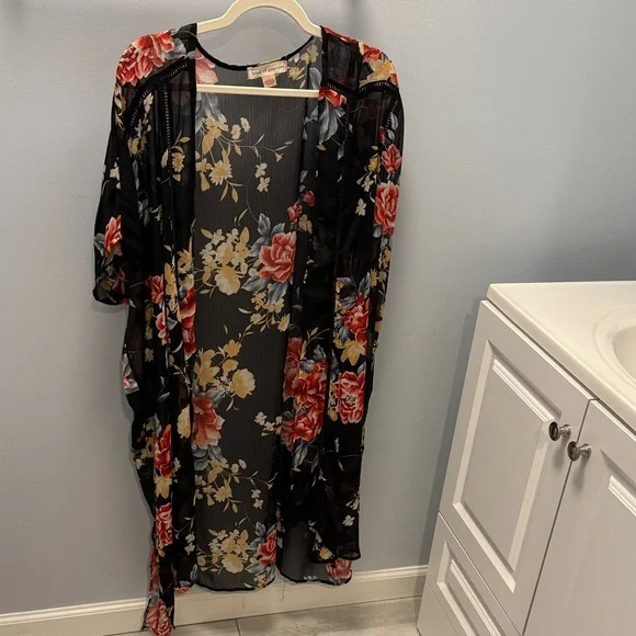 band of gypsies black floral dress Band Of Gypsies Dresses | Band Of Gypsies Medium Sheer Maxi Dress Floral Design | Color: Black/Cream | Size: M